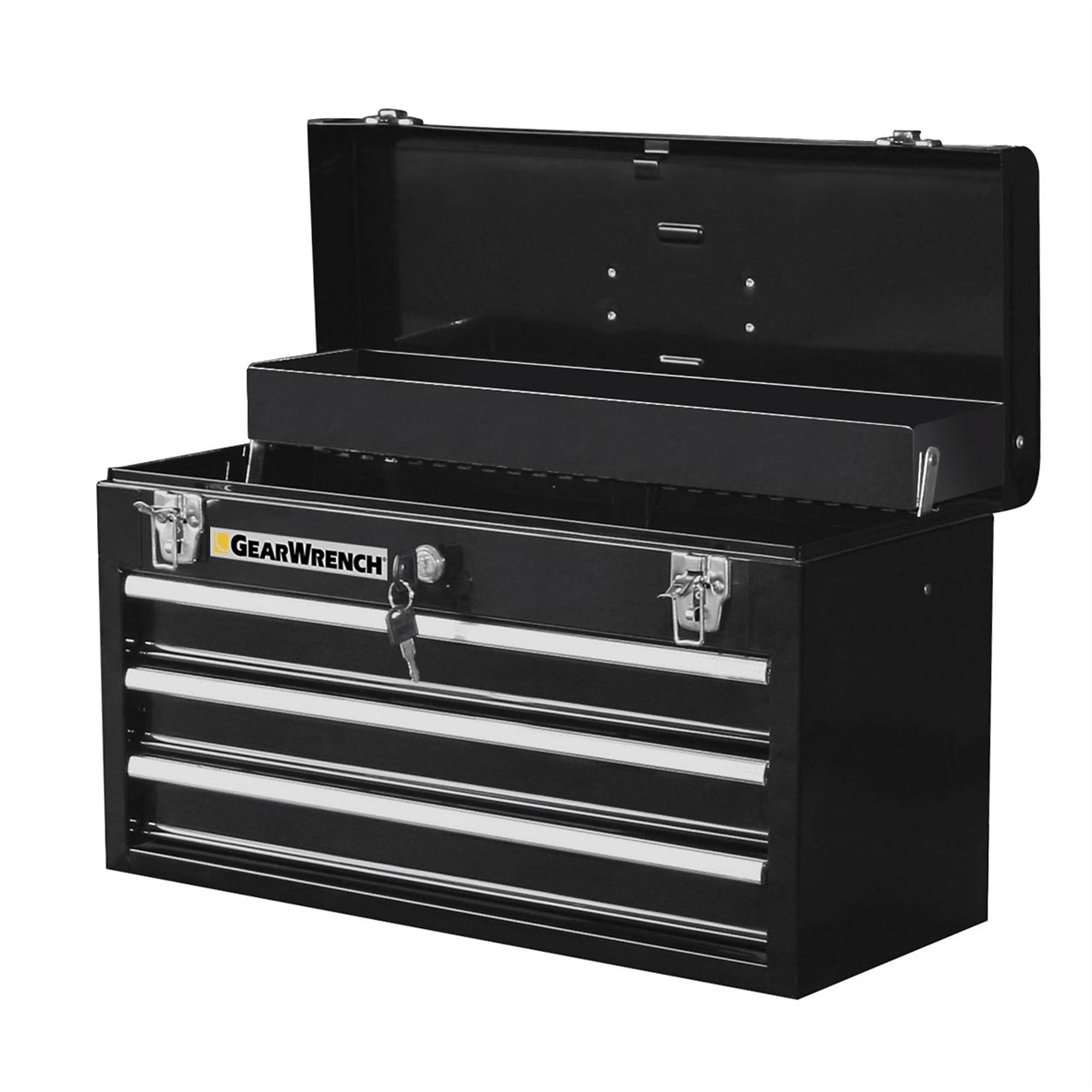 GearWrench Portable Steel Tool Box — 20in., 3 Drawers, Ball Bearing Slides, Keyed Lock, Black, Model# KDT83151